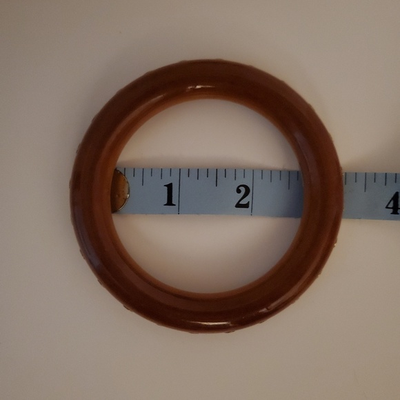 3 Wooden Bangles 14k Gold, Genuine Stones Inlayed - Picture 7 of 8